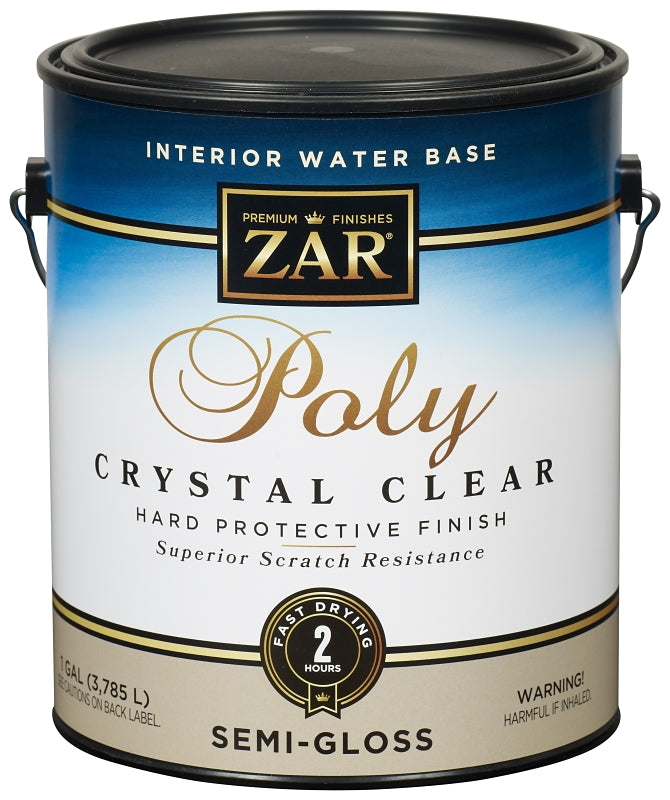 Aqua ZAR 34513 Polyurethane, Semi-Gloss, Liquid, Crystal Clear, 1 gal, Can