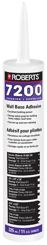 Roberts 7200 Series 7200RB313 Wall Base Adhesive, Tan, 325 mL Tube