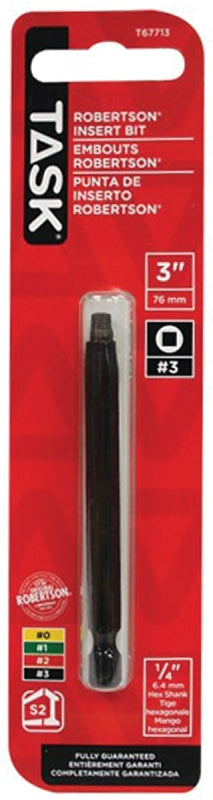 Task T67713 Screwdriver Bit, #3 Drive, 3 in L, Hardened Tool Steel