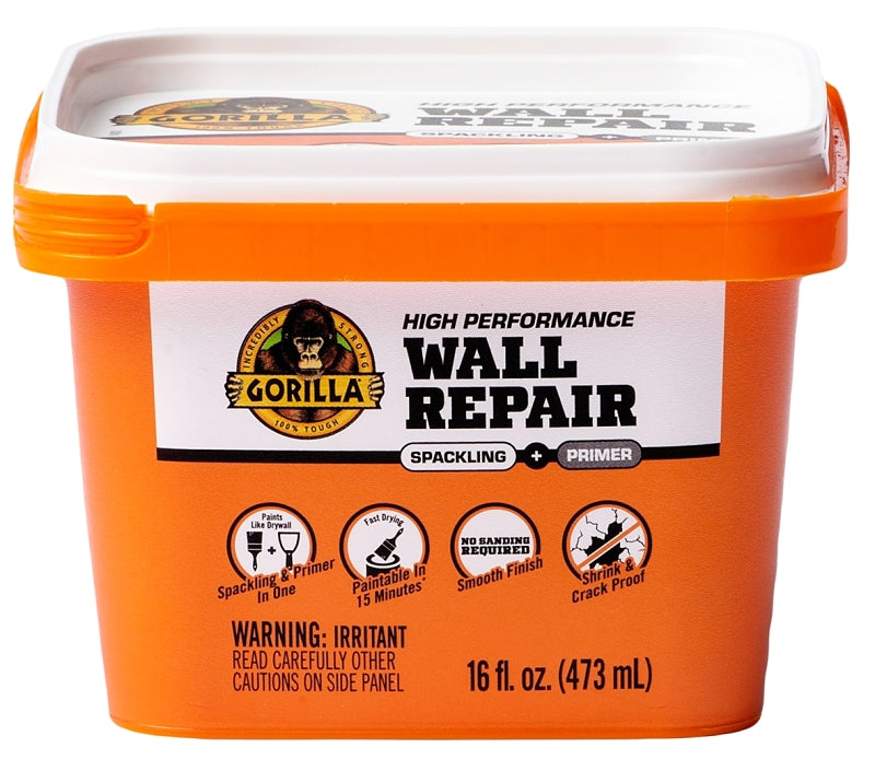 Gorilla 103963 High-Performance Wall Repair, Semi-Solid, Off-White, 16 fl-oz Tub