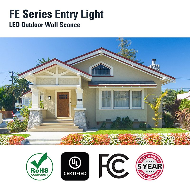 Halo FE Series FE08A40FDW Wall Sconce, 120 V, 7.9 W, LED Lamp, 977 Lumens, 4000 K Color Temp, Polycarbonate Fixture