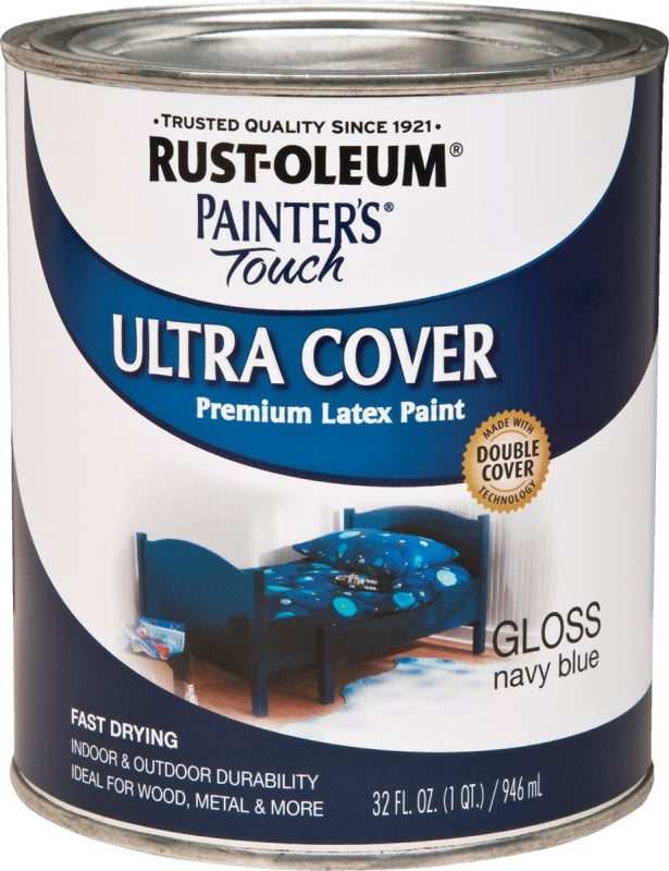 Rust-Oleum 1922502 Enamel Paint, Water, Gloss, Navy Blue, 1 qt, Can, 120 sq-ft Coverage Area