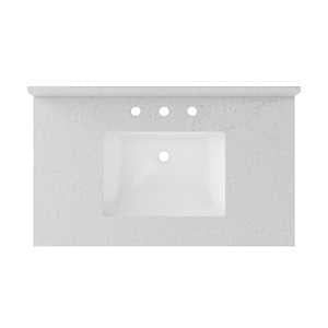 Craft + Main QZ37228CVR Vanity Top, 22 in OAL, 37 in OAW, Ceramic/Quartz, Carrara Vita, Undermount Sink, 1-Bowl