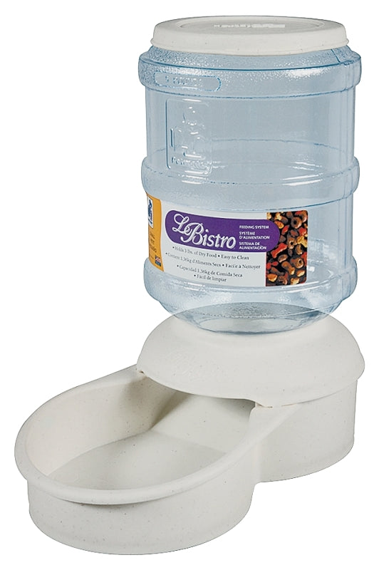 Aspenpet 24308 Pet Feeder, 5 lb Volume, Plastic, Bleached Linen