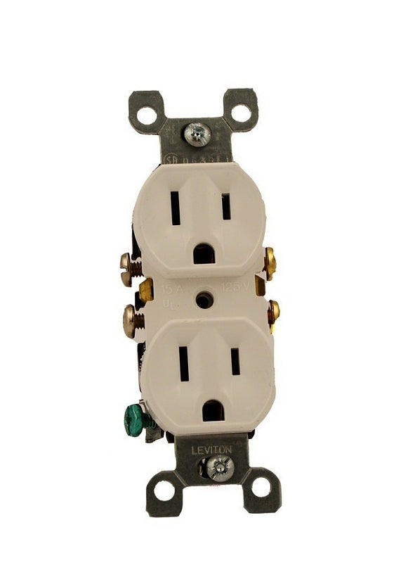 Leviton 212-05320-WCP Duplex Receptacle, 2 -Pole, 15 A, 125 V, Push-In, Side Wiring, NEMA: 5-15R, White