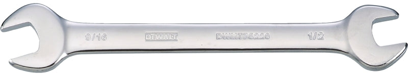DeWALT DWMT75220OSP Open End Wrench, SAE, 1/2 x 9/16 in Head, 7-3/32 in L, Polished Chrome