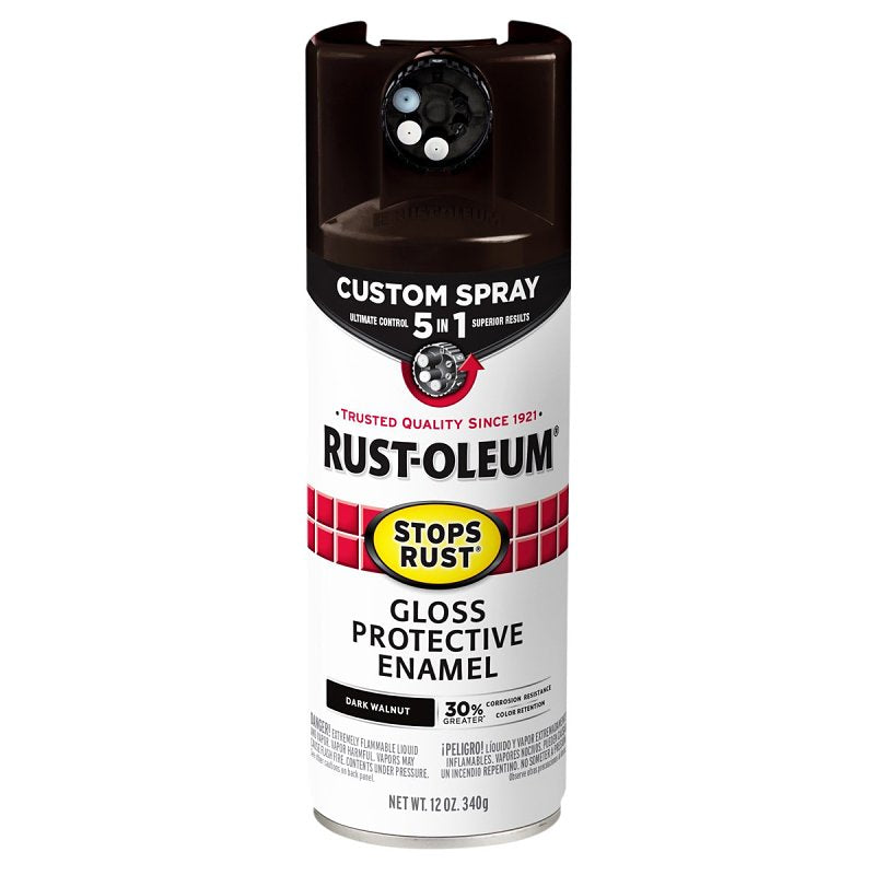 Stops Rust 376890 Rust Preventative Spray Paint, Gloss, Dark Walnut, 12 oz, Can