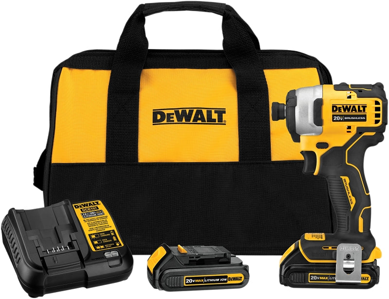 DeWALT 20V MAX ATOMIC DCF809C2 Cordless Compact Impact Driver Kit, Battery Included, 20 V, 1/4 in Drive