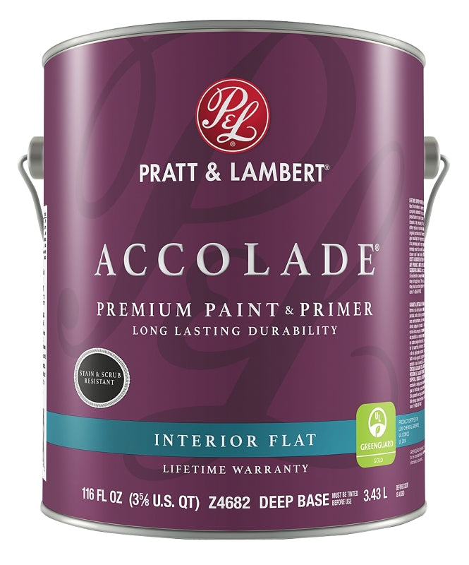 Pratt & Lambert Accolade 0000Z4682-16 Interior Paint, Flat Sheen, Deep, 116 oz, 400 sq-ft Coverage Area