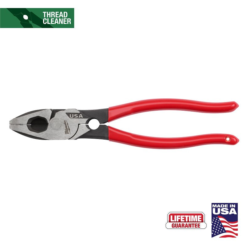 Milwaukee MT500T Lineman's Pliers with Thread Cleaner, 9.22 in OAL, 1.39 in Jaw Opening, Red Handle