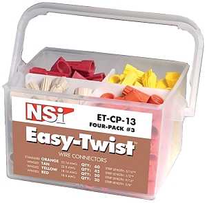 NSI Easy-Twist ET-CP-13 Wire Connector, Thermoplastic Housing Material, Orange/Red/Tan/Yellow