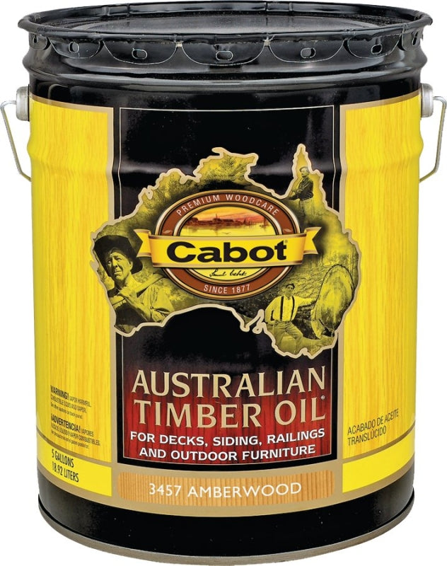 Cabot 3400 Series 140.0003457.008 Australian Timber Oil, Amberwood, Liquid, 5 gal, Pail