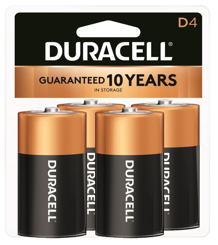 Duracell MN1300R4Z Battery, 1.5 V Battery, 14 Ah, D Battery, Alkaline, Manganese Dioxide, Black