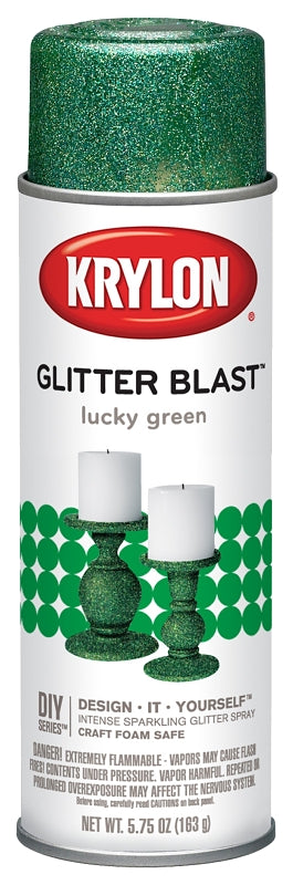 Krylon K03809A00 Craft Spray Paint, Glitter, Lucky Green, 5.75 oz, Can