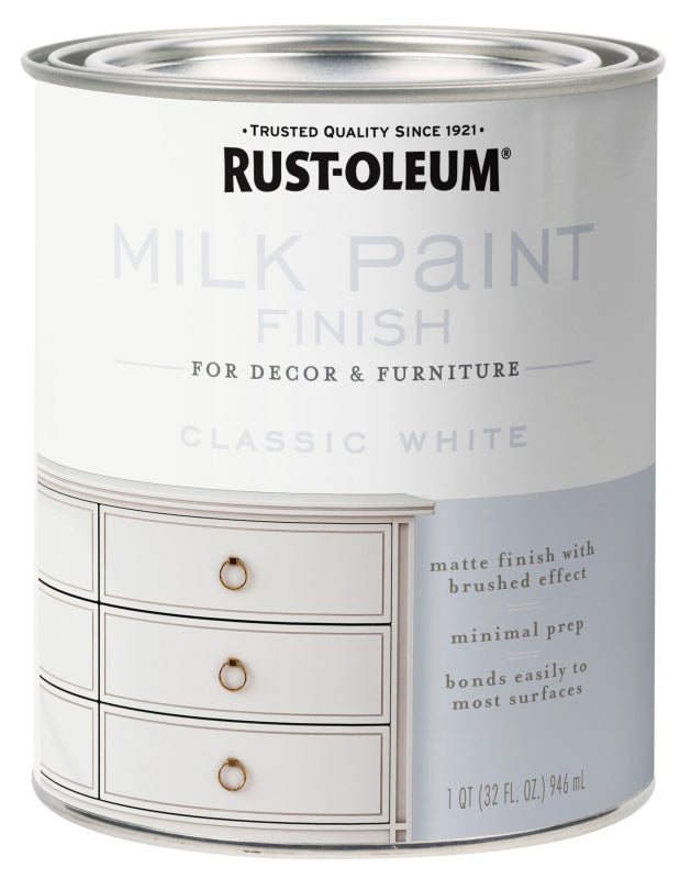 Rust-Oleum 331049 Milk Paint, Matte, Classic White, 1 qt, Can