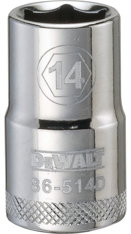 DeWALT DWMT86514OSP Drive Socket, 14 mm Socket, 1/2 in Drive, 6-Point, Vanadium Steel, Polished Chrome
