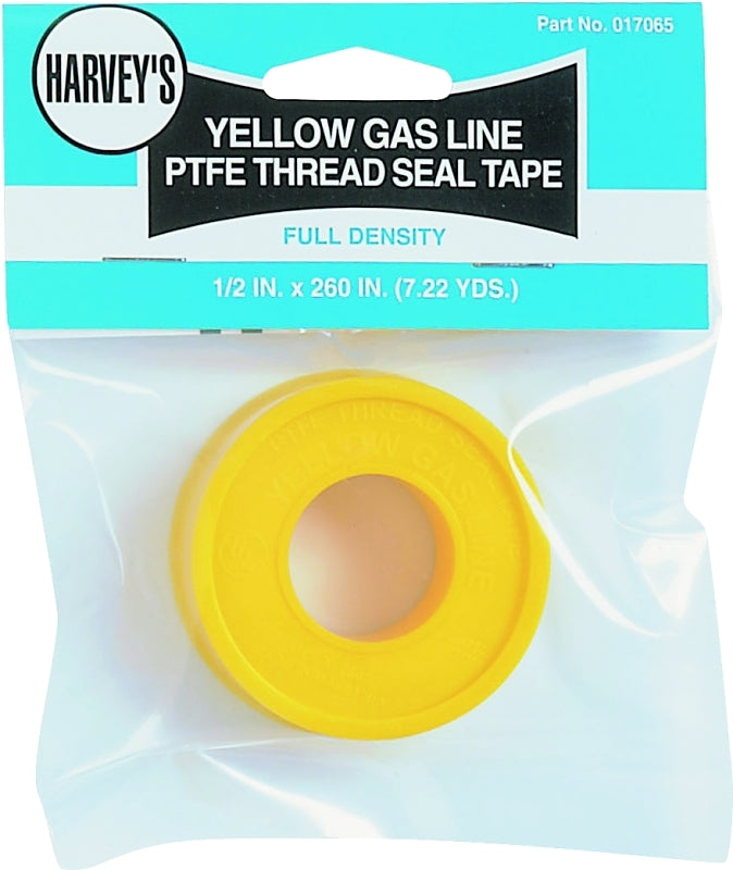 Harvey 17065 Thread Seal Tape, 260 in L, 1/2 in W, PTFE, Yellow