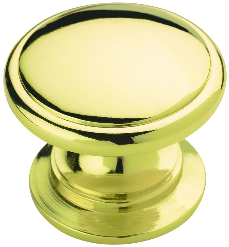 Amerock Allison Value Series BP530123 Cabinet Knob, 1-1/16 in Projection, Zinc, Polished Brass