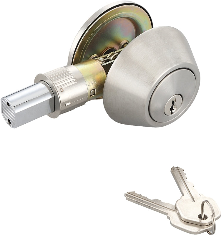 ProSource Signature Series T-D101SS Deadbolt, 3 Grade, Stainless Steel, 2-3/8, 2-3/4 in Backset, KW1 Keyway