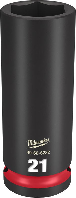 Milwaukee SHOCKWAVE Impact Duty Series 49-66-6282 Deep Impact Socket, 21 mm Socket, 1/2 in Drive, Square Drive, 6-Point