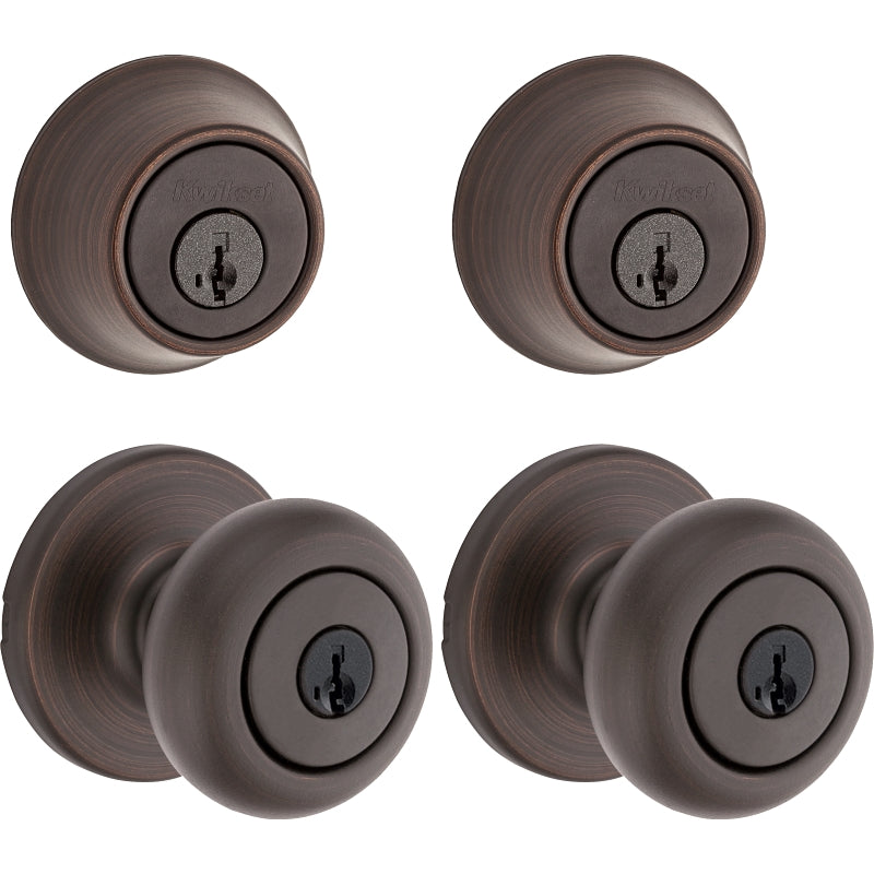 Kwikset Cove 92420-063 Entry Knob and Single Cylinder Deadbolt, Knob Handle, Classic, Colonial, Traditional Design, 1/PK