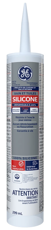 GE Silicone I SE1191 Tub and Tile Sealant, Clear, 10.1 oz