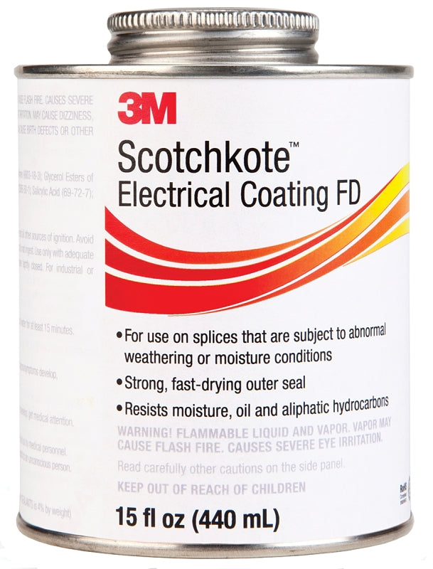 3M Scotchkote 14853 Electrical Coating, Liquid, Dark Brown, 15 fl-oz