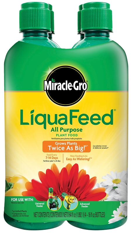 Miracle-Gro LiquaFeed 1004325 All-Purpose Plant Food, 16 oz Bottle, Liquid, 12-4-8 N-P-K Ratio