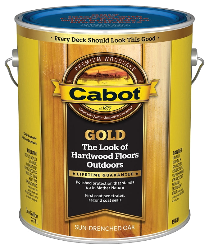 Cabot 140.0019470.007 Exterior Stain, Gold Gloss, Sun-Drenched Oak, Liquid, 1 gal, Can