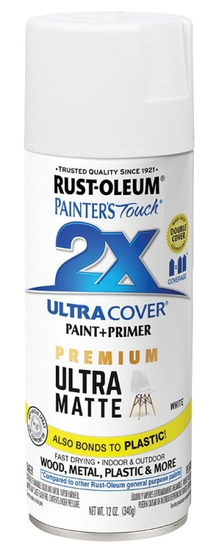 Rust-Oleum 331181 Spray Paint, Matte, White, 12 oz, Can