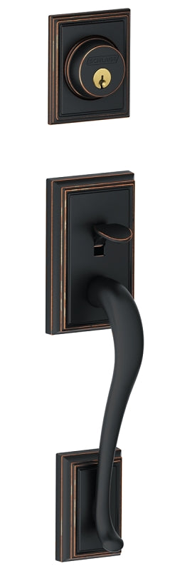 Schlage Addison Series F58ADD716 Combination Lockset, Mechanical Lock, Grip Only Handle, Aged Bronze, 1 Grade, Metal