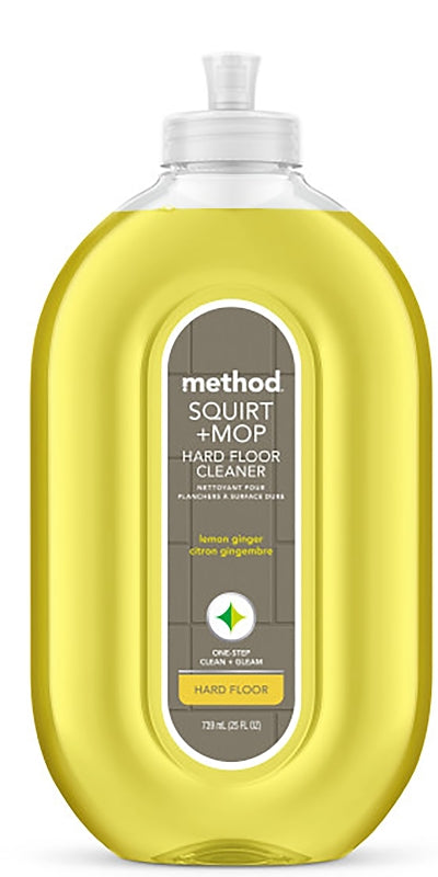 method Squirt + Mop 563 Hard Floor Cleaner, 25 oz Bottle, Liquid, Lemon Ginger, Yellow