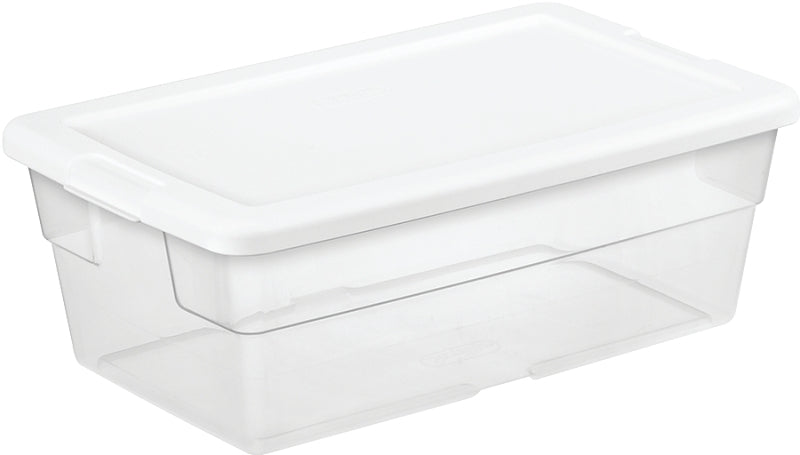 Sterilite 16428012 Storage Box, Plastic, Clear/White, 13-5/8 in L, 8-1/4 in W, 4-7/8 in H