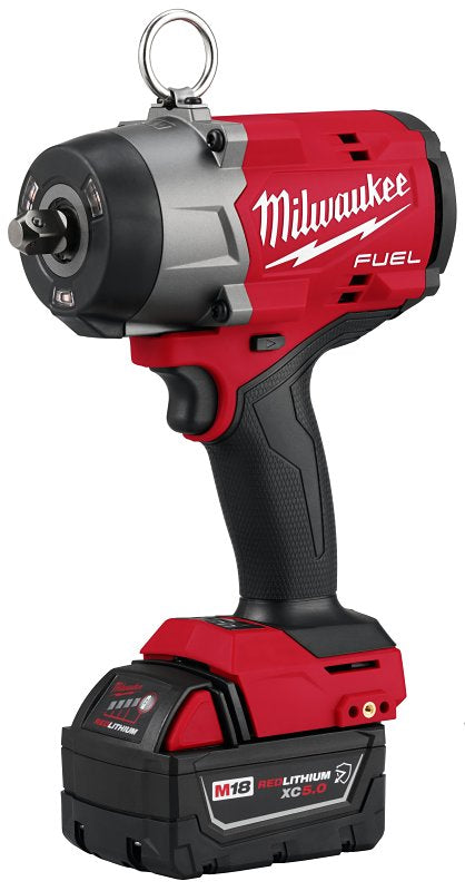 Milwaukee M18 2966-22 High-Torque Impact Wrench with Pin Detent Kit, Battery Included, 18 V, 1/2 in Drive