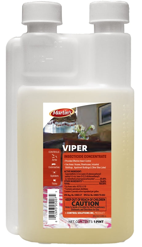 Martin's 82005007 Viper Insecticide Concentrate, Liquid, Spray Application, Indoor/Outdoor, 1 pt