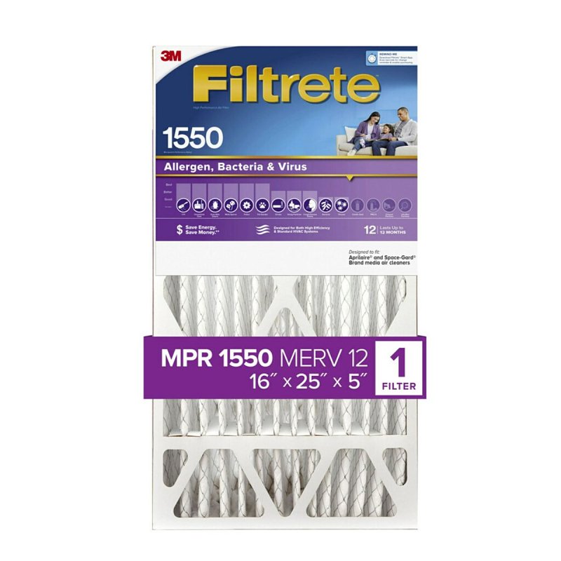 Filtrete NDP01-5IN-2 Air Filter, 25 in L, 16 in W, 12 MERV, 1550 MPR, 2/PK