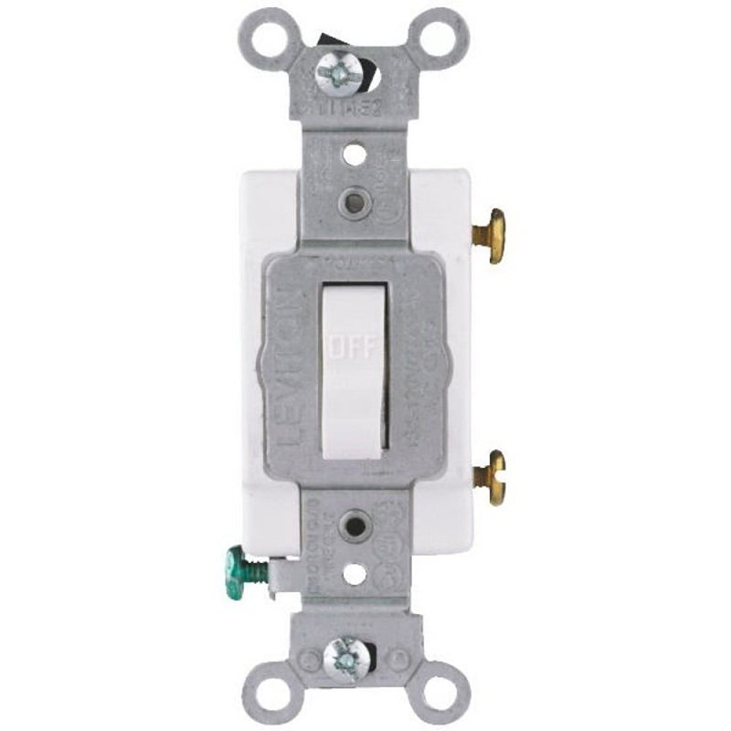 Leviton S08-CS120-2WS Toggle Switch, 20 A, 120/277 V, Screw, Side Wired Terminal, Thermoplastic Housing Material