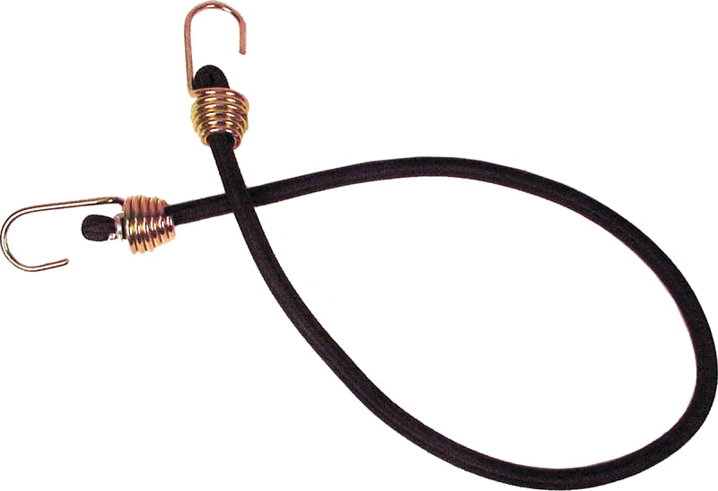 Keeper 06182 Bungee Cord, 13/32 in Dia, 32 in L, Rubber, Black, Hook End