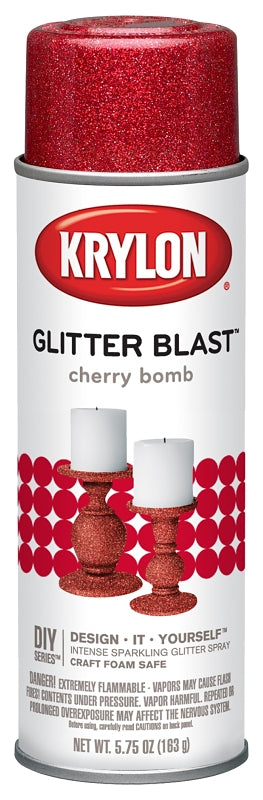 Krylon K03806A00 Craft Spray Paint, Glitter, Cherry Bomb, 5.75 oz, Can