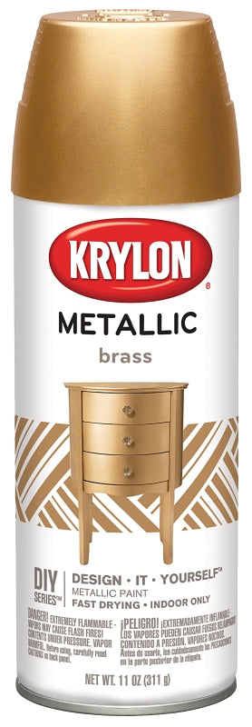 Krylon K02204007 Metallic Spray Paint, Metallic, Brass, 12 oz, Can