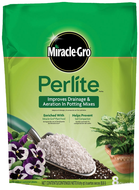 Miracle-Gro 74278430 Perlite, Granular, Off-White/White, Mild, 8 qt Bag