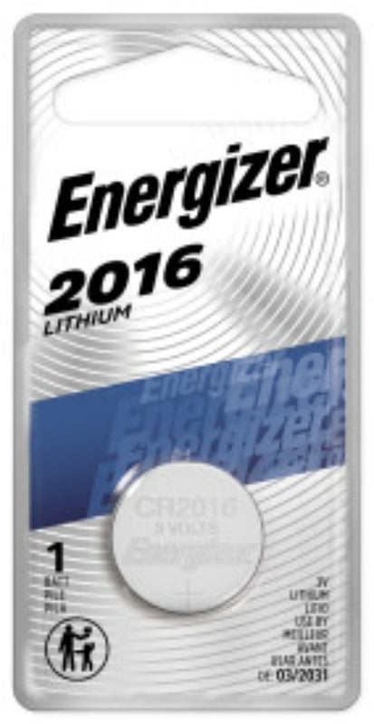 Energizer ECR2016BP Coin Cell Battery, 3 V Battery, 100 mAh, CR2016 Battery, Lithium, Manganese Dioxide