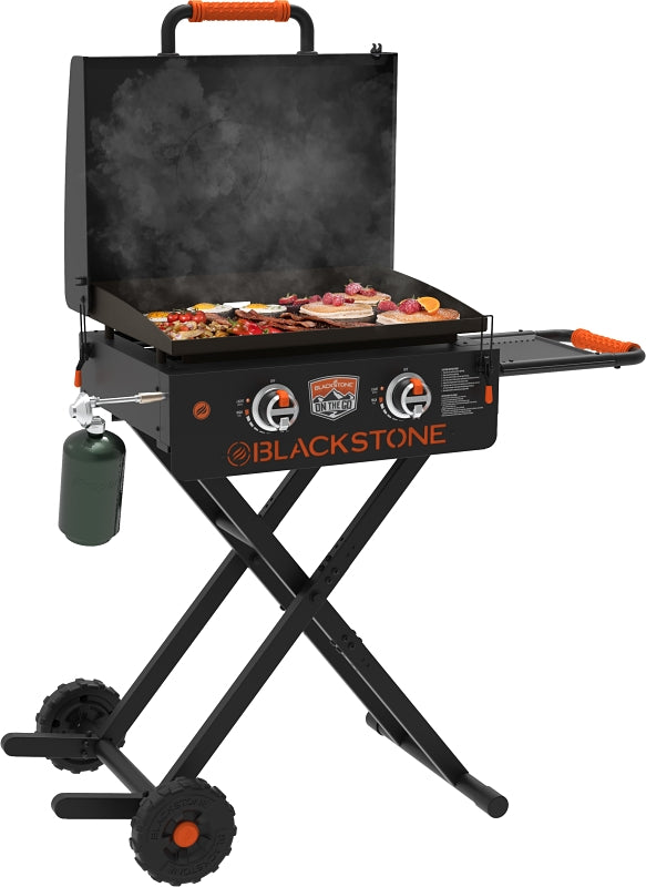 Blackstone 1935 On-The-Go Scissor Leg Griddle with Hood, 24,000 Btu, Propane, 2-Burner, Side Shelf Included: Yes