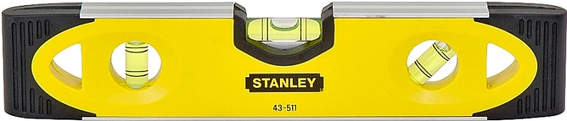 Stanley 43-511 Torpedo Level, 9 in L, 3-Vial, 2-Hang Hole, Magnetic, Aluminum