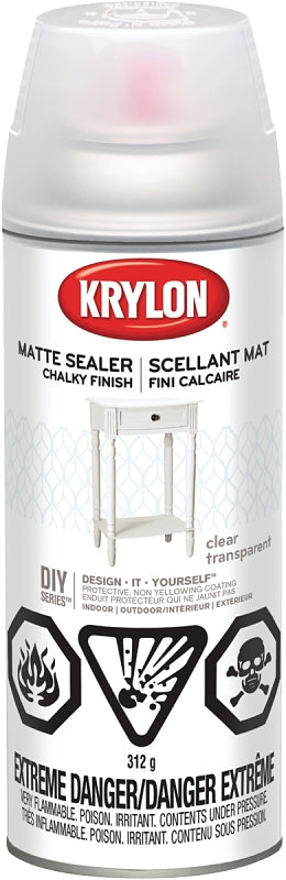 Krylon 4117 Chalky Finish Paint Sealer, Liquid, Clear, 12 oz, Aerosol Can