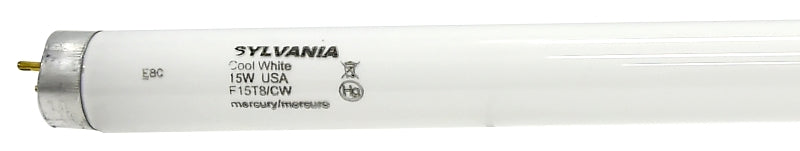 Sylvania 21619 Fluorescent Bulb, 15 W, T8 Lamp, Medium Lamp Base, 718 Lumens, 4200 K Color Temp, Cool White Light