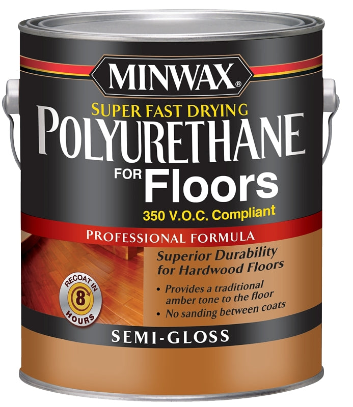 Minwax 130240000 Polyurethane, Semi-Gloss, Liquid, Clear, 1 gal, Can