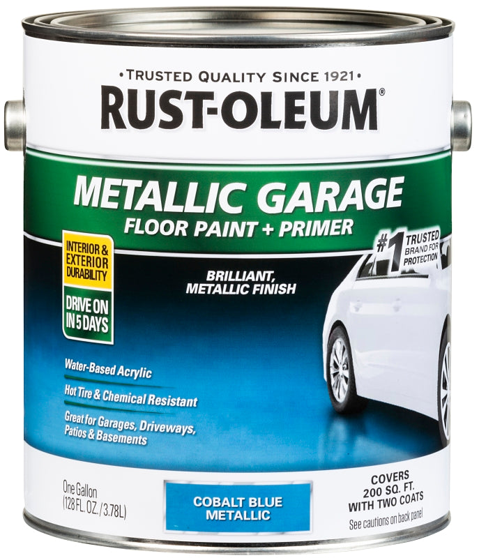 RUST-OLEUM 349354 Concrete and Garage Floor Paint, Metallic, Cobalt Blue, 1 gal