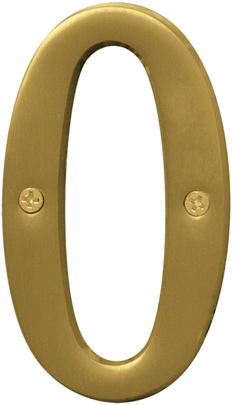 Hy-Ko Prestige Series BR-43BB/0 House Number, Character: 0, 4 in H Character, Brass Character, Brass