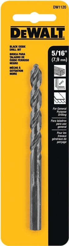 DeWALT DW1120 Jobber Drill Bit, 5/16 in Dia, 4-1/2 in OAL, Parabolic Flute, 5/16 in Dia Shank, Round Shank